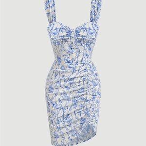 Floral Blue and White Dress